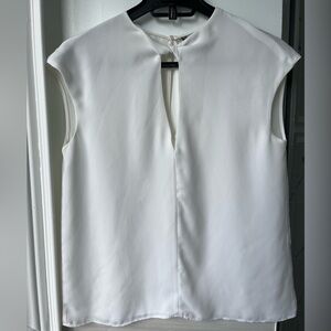 Zara White Front Twist Keyhole Semi Sheer Blouse Tank